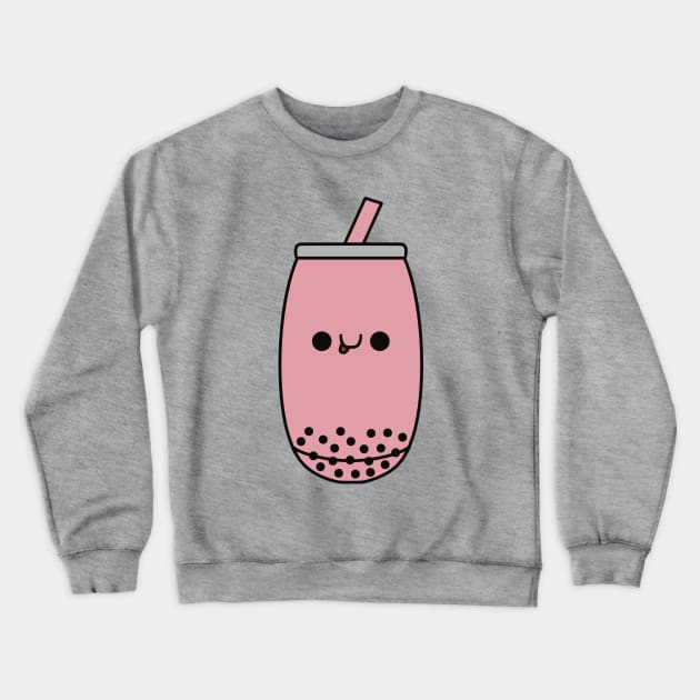 Cute Strawberry Bubble Tea - Kawaii Boba Tea Crewneck Sweatshirt by KawaiiByDice